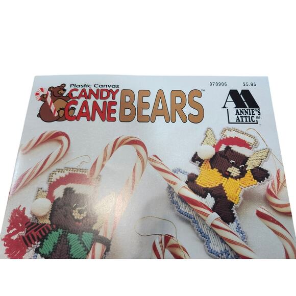 Annie's Attic Plastic Canvas Candy Cane Bears 878906 Instructions Vtg 1995 USA - Picture 3 of 4